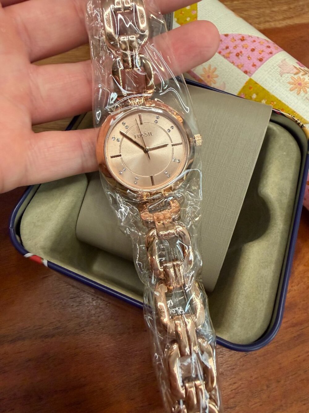 Rose Gold Chain Link Fossil Watch